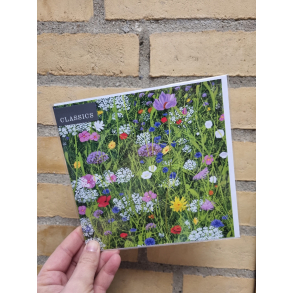 Kvadratisk dobbeltkort vilde blomster, 16x16cm