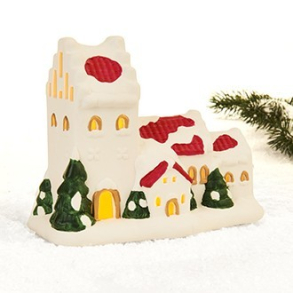 Landsbykirke, m. LED lys (bat), 15x19cm