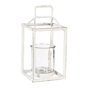 Lanterne Antique white m. glas 