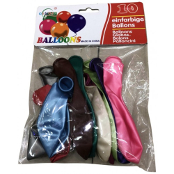 Latex balloner, metallic 10 stk., assorteret