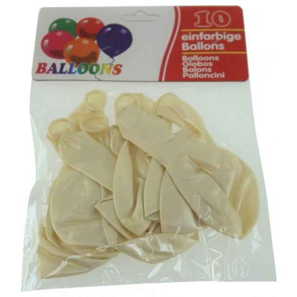 Latex balloner, metallic ensfarvede 10 stk., hvid