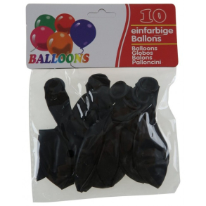 Latex balloner, metallic ensfarvede 10 stk., sort