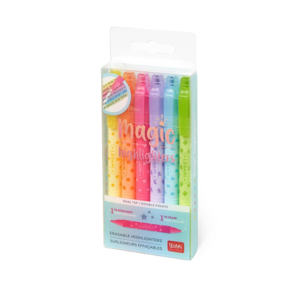 LEGAMI Magic Highlighters, st med 6 highlighters med udviskelig farve