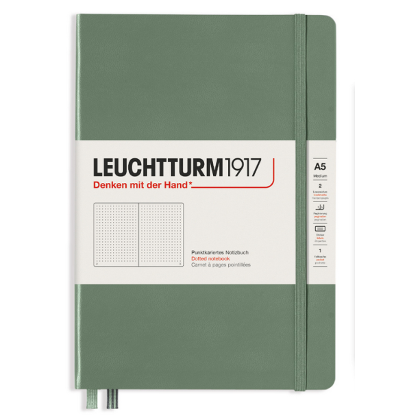 Leuchtturm1917 Notesbog, Medium Hardcover, 251 sider, Olive, dotted