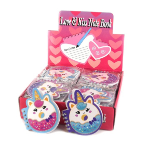 Lille notesblok med glitter - Enhjrning donut