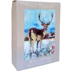 Ling Design julekort i ske, 24 stk., Winter Wildlife