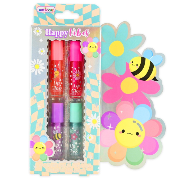 Lip glosses, happy vibes, 4 stk. 