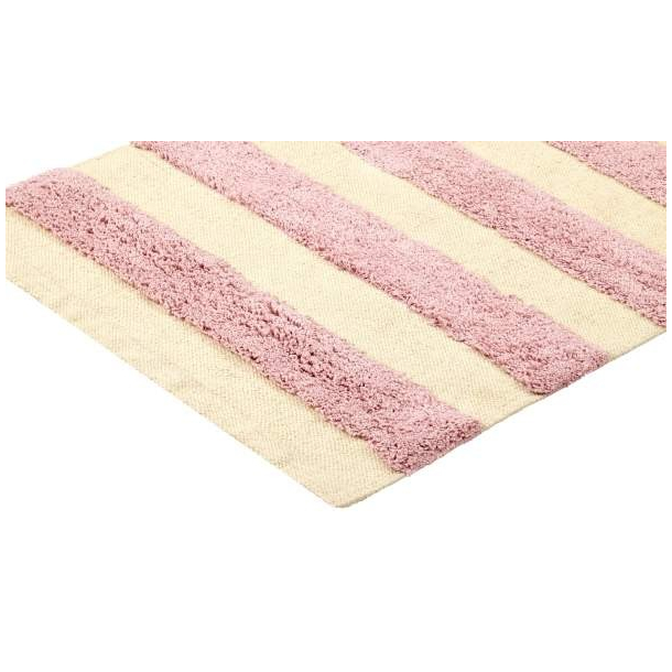 Liv Interior, Tppe med striber, lyserd, 70 x 140 cm, organic cotton 