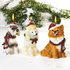 Lys, hund med nissehue, 9 cm