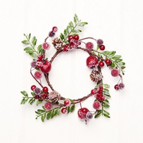 Lyskrans med kogler & rde br, 16 cm