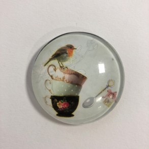 Magnet med tekop motiv, glas, hvid