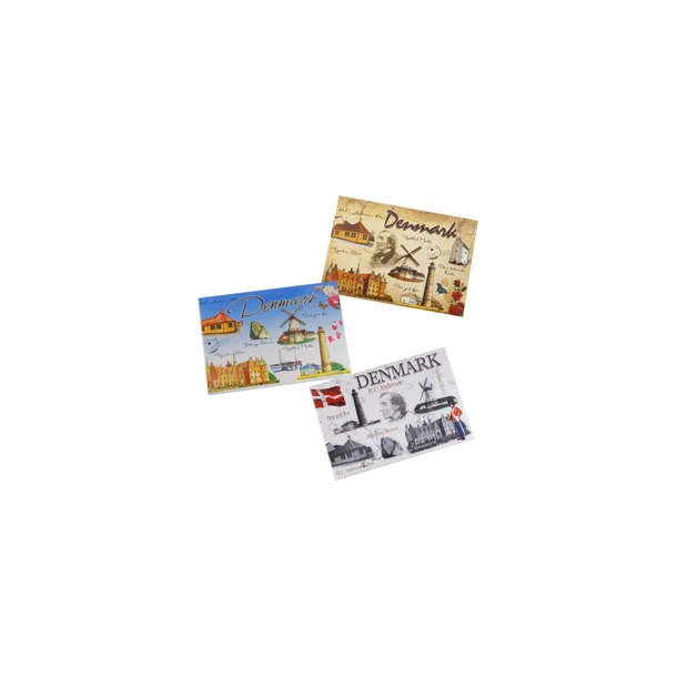 Magneter med Danmarks motiver, 3 stk.