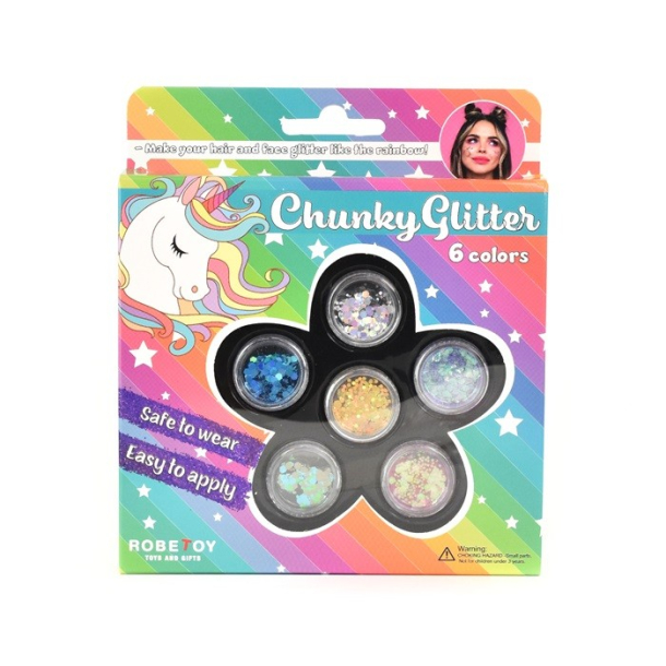 Make up glitter, 6 farver