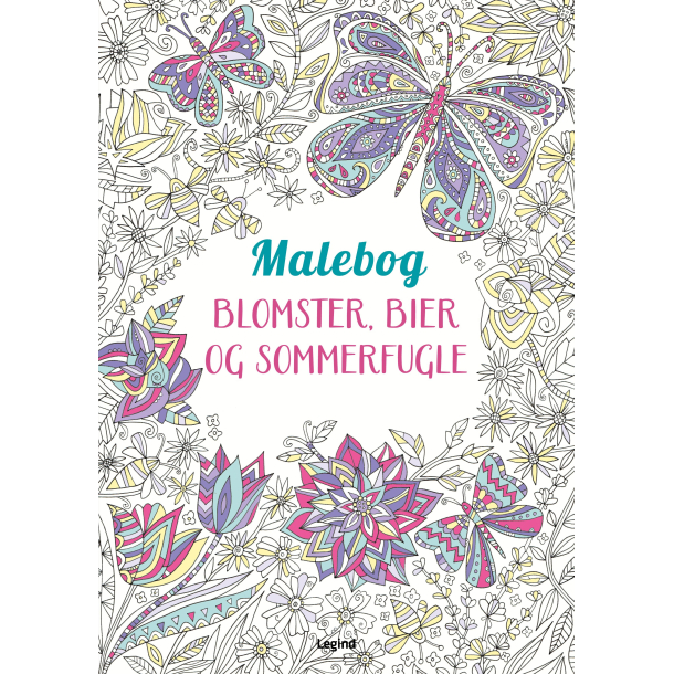 Malebog: Blomster, bier og sommerfugle