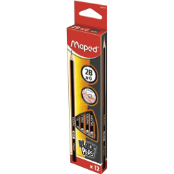 Maped Black Peps Blyant, 2B, 12 stk. Sort/orange