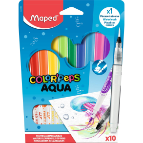 Maped color peps AQUA, 10 stk. og pensel
