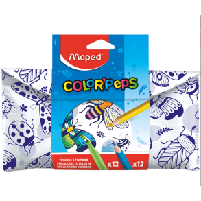 Maped Penalhus til at farvelgge, 12 tusser og 12 farveblyanter