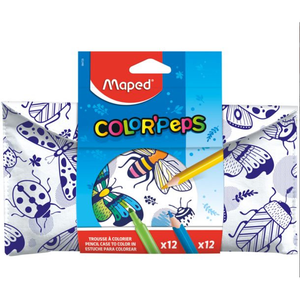 Maped Penalhus til at farvelgge, 12 tusser og 12 farveblyanter