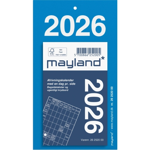 Mayland Afrivningskalender m/bagsidetekst 2026