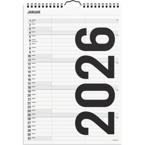 Mayland Familiekalender Black and white 2 kol. 2026