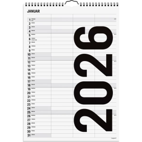 Familiekalender Black and white 3 kol. 2026