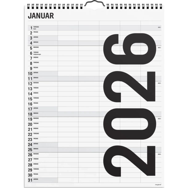 Mayland Familiekalender Black and white 5 kol. 2026