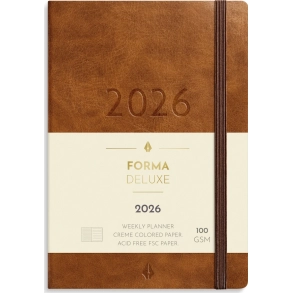 Mayland A6 Forma Deluxe ugekalender tvrf. brun kunstskind 2026
