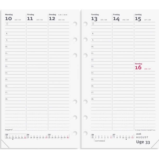 Mayland System PP ugekalender hjformat REFILL 2026