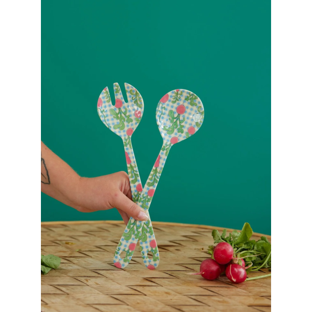 Melamin Salatbestik - Bl - Ravishing Radish Print - St af 2