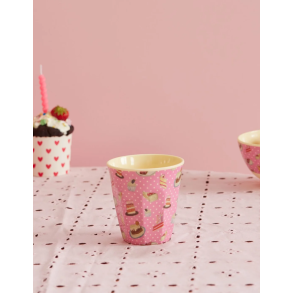 Mellem Melamin Kop - Pink - Sweet Cake Print