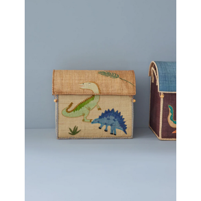 Mellem Raffia Opbevaringshus - Multifarvet - Dinosaur Theme 