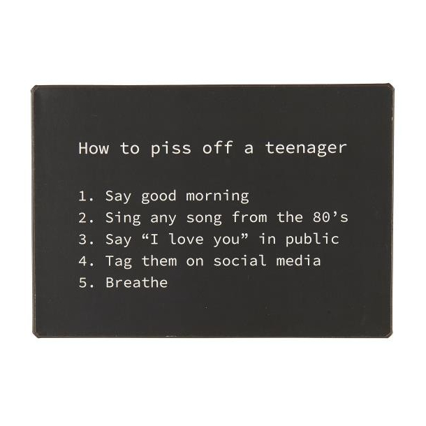 Metalskilt How to piss off a teeanager 