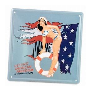 Metalskilt PIN-UP PLATE, bl, 20x20