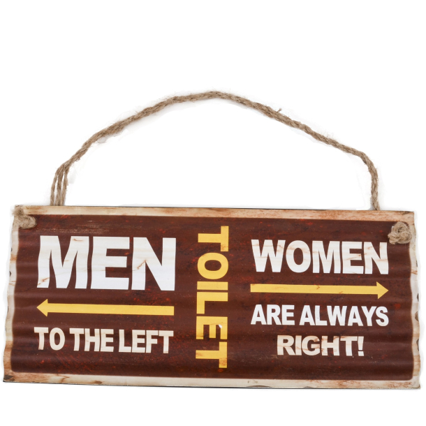 Metalskilt - Toilet men-woman, brown