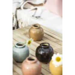 Mini vase, Yrsa m/riller, krakeleret glasur, lyserd