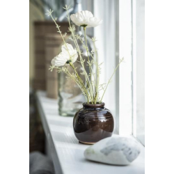 Mini vase, Yrsa m/riller, krakeleret glasur, mrkebrun