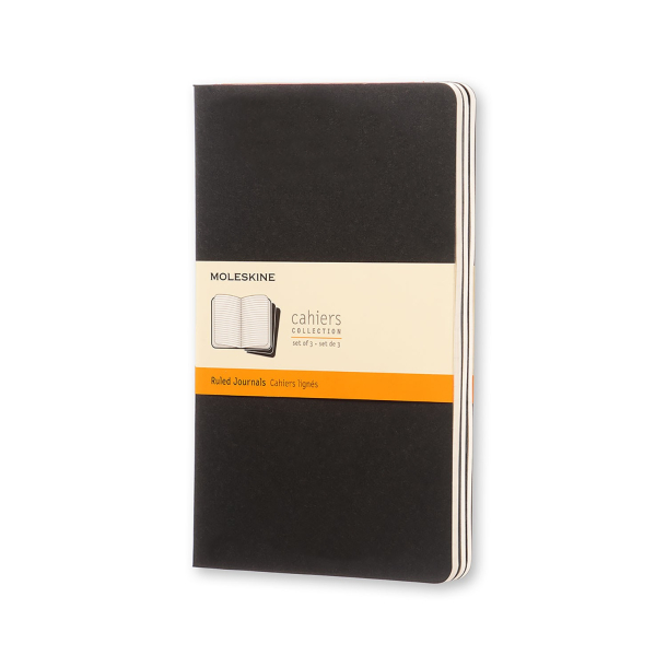 Moleskine, Cahiers Journal, 3 stk., stor, blank, sort