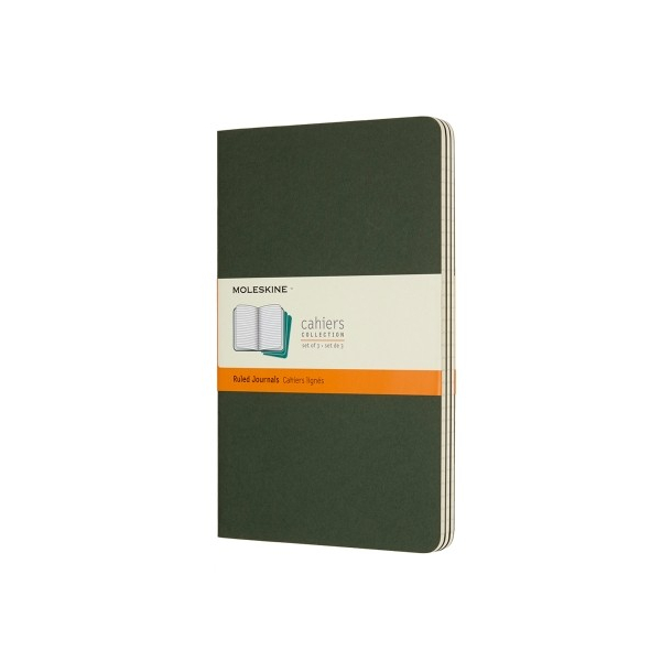 Moleskine, Cahiers Journal, 3 stk., stor, linieret, grn