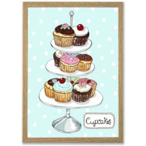 Mouse & Pen illustration A4 - Cupcakes