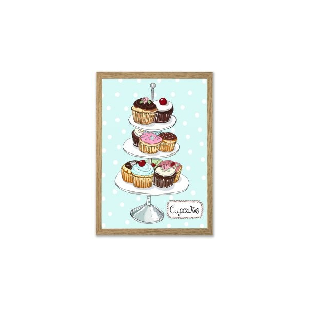 Mouse &amp; Pen illustration A4 - Cupcakes