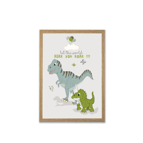 Mouse &amp; Pen illustration A4 - Dino - Let the world hear you roar!