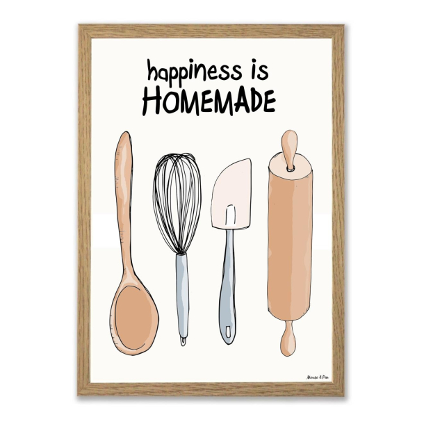 Mouse &amp; Pen illustration A4 - Happiness is Homemade