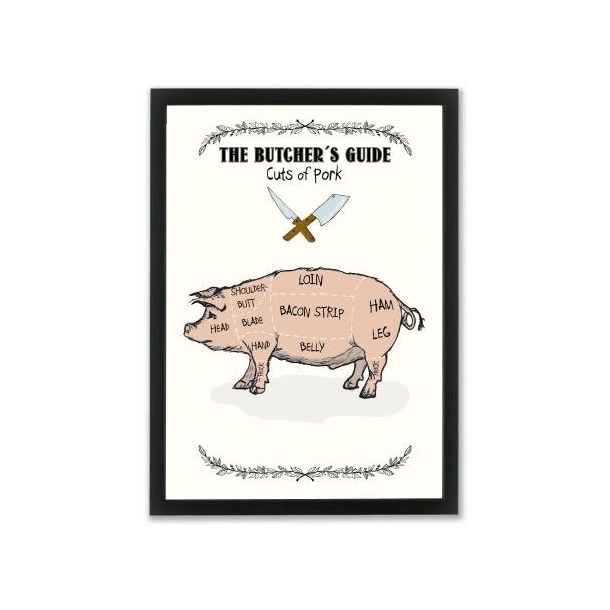 Mouse &amp; Pen illustration A4 - The Butcher's Guide - Pork