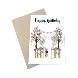 Mouse &amp; Pen kort A6 - Happy Birthday