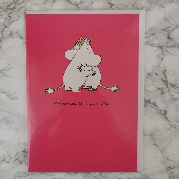 Mumi kort m. kuvert - Mumitrold &amp; snorkfrken krammer
