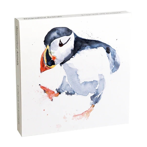 Museums and Galleries kortmappe med 8 dobbeltkort inkl. kuvert, Watercolour Animals by Syman Kaye