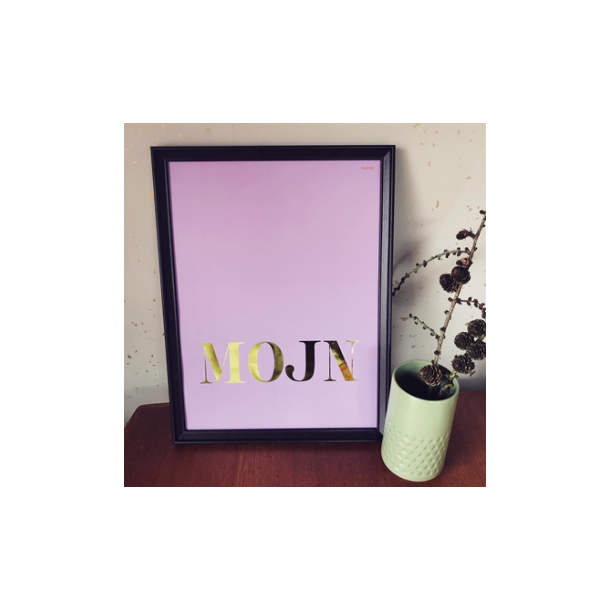 MutMut plakat 30 x 40 cm - MOJN guld p lavendel