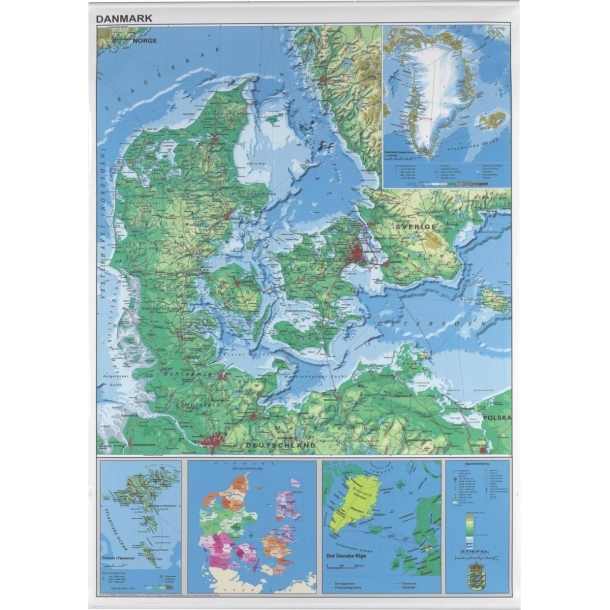 Naga - Danmarkskort til vg, 97x137cm