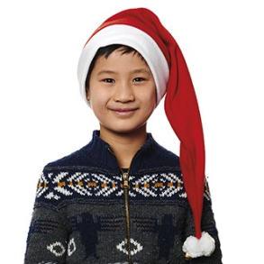 Nissehue, med 2 pomponer og klokker, 77 cm