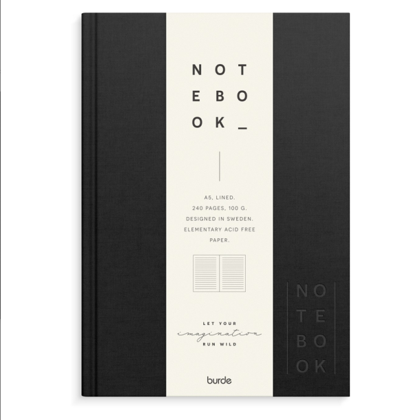 Notebook Textile sort lined A5